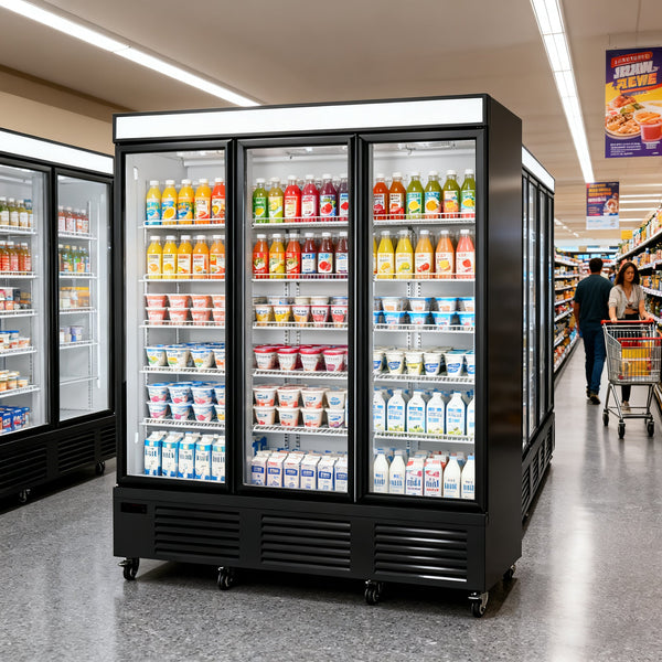 LC/LD Prémium függőleges hűtött vitrinek üvegajtóval és ventilációs hűtéssel - 1/2/3 ajtós sorozat